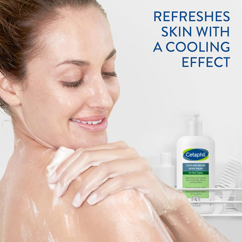 Cetaphil Cooling Relief Body Wash, For All Skin Types, 20 oz, Soothing Eucalyptus, 24 Hour Dryness Relief, Hypoallergenic, Fragrance, Paraben & Sulfate Free, Dermatologist Recommended Brand