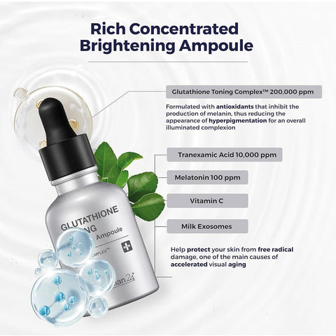 Centellian 24 Glutathione Toning Boosting Ampoule - Illuminated & Even Skin Tone. Glutathione Complex 200,000 ppm, Niacinamide & Vitamins (1.01 fl oz) by Dongkook Pharmaceutical